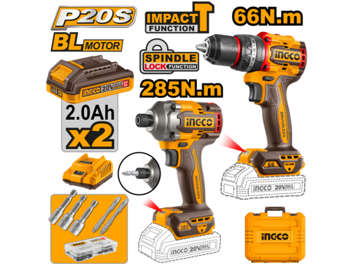 Imagen de COMBO TALADRO ATORN C PERCUTOR 66NM + ATORNILLADOR DE IMPACTO 20V P20S BRUSHLES