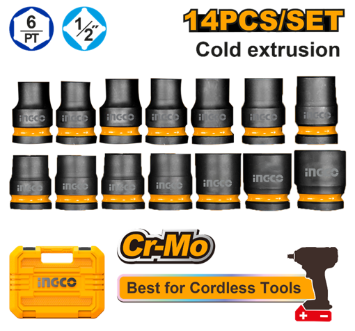 Imagen de JUEGO DE DADOS 14PCS 1/2" EN VALIJA HKISSD12141 INGCO