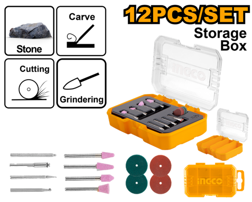 Imagen de SET X 12 ACCESORIOS MINI TORNO INGCO AKMG2012