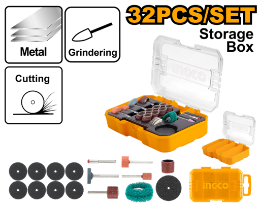 Imagen de SET X 32 ACCESORIOS MINI TORNO INGCO AKMG5031