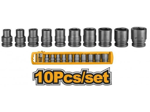 Imagen de JUEGO 10 DADOS DE IMPACTO 1/2" INGCO HKISSD12101
