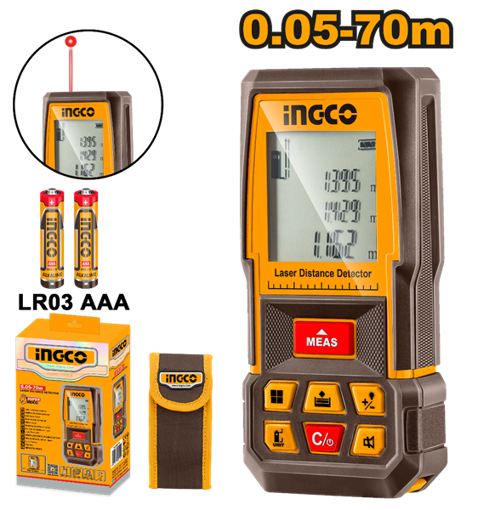 Imagen de MEDIDOR DE DISTANCIA LASER RANGO 0.05-70 MTS C/ESTUCHE INGCO - HLDD0708