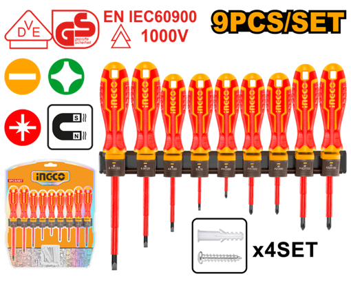 Imagen de SET DE 9PCS DESTORNILLADORES AISLADOS EN BLISTER - HKISD0908 INGCO