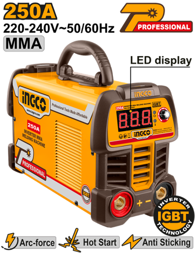 Imagen de SOLDADORA INVERTER 250AMP LED DISPLAY IGBT INGCO ING-MMA25069