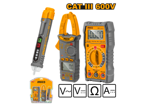 Imagen de SET TESTER PINZA AMP Y DETECTOR VOLT INGCO DM3028