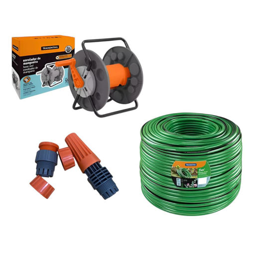 Imagen de Enrollador De Manguera + 30mt Manguera + Puntero Tramontina