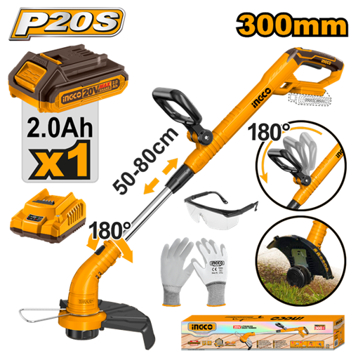 Imagen de BORDEADORA A BATERIA 20V C 1 BAT Y CARGADOR P20S MANGO REG INGCO CGTLI20301