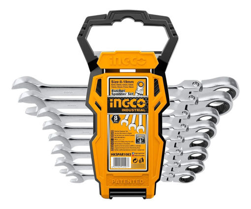 Imagen de JUEGO DE 8 LLAVES C CRIQUE FLEXIBLE COMBINADAS INGCO HKSPAR1083